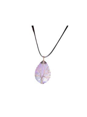 Amethyst Tree of Life Pendant Necklace Wire Wrapped Purple Crystal Teardrop